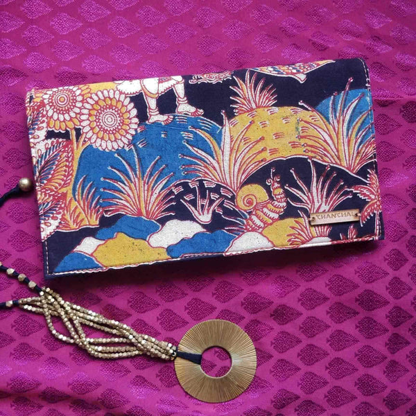 Naturally Dyed Colourful Kalamkari Clutch