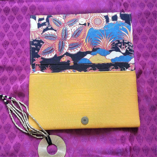 Naturally Dyed Colourful Kalamkari Clutch