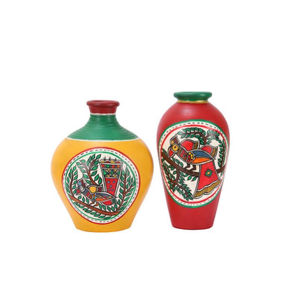 Combo Of Hand-Painted Terracotta Vases Created by Traditional Artisans - Set of 2
