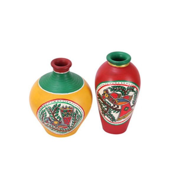 Combo Of Hand-Painted Terracotta Vases Created by Traditional Artisans - Set of 2