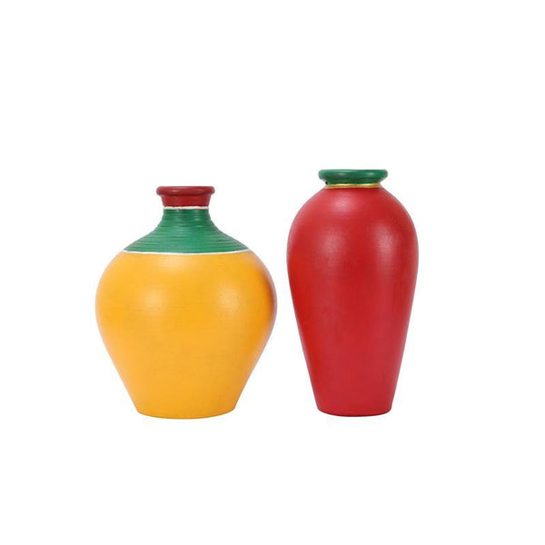 Combo Of Hand-Painted Terracotta Vases Created by Traditional Artisans - Set of 2