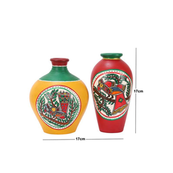Combo Of Hand-Painted Terracotta Vases Created by Traditional Artisans - Set of 2