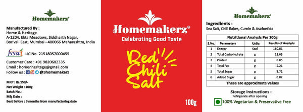 Combo Pack of Natural, Preservative-Free Salts - Red Chili Salt and Curry Salt, 200g