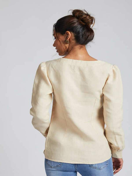 Women's Natural Hemp Asymmetric Top - Beige