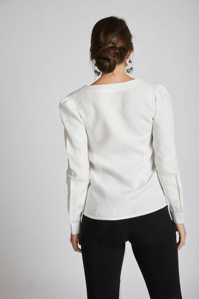 Women's Natural Hemp Asymmetric Top - White