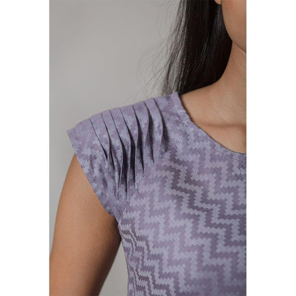Handwoven Cotton-Linen Jacquard Bias Grain Dress - Lavender