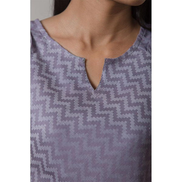 Handwoven Cotton-Linen Jacquard Bias Grain Dress - Lavender