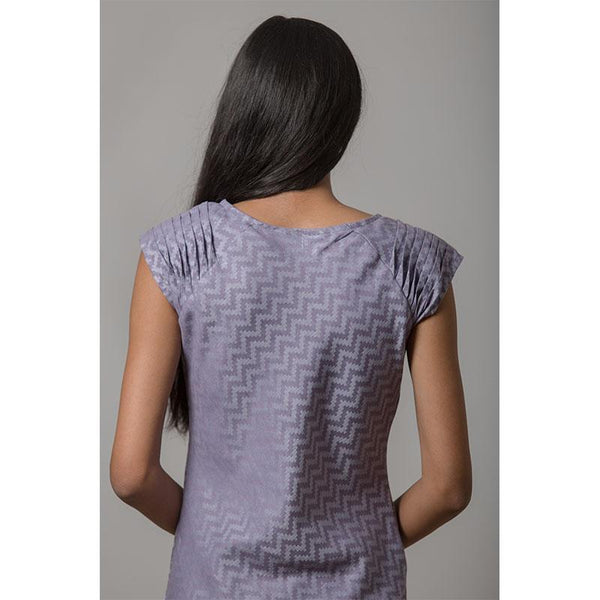 Handwoven Cotton-Linen Jacquard Bias Grain Dress - Lavender
