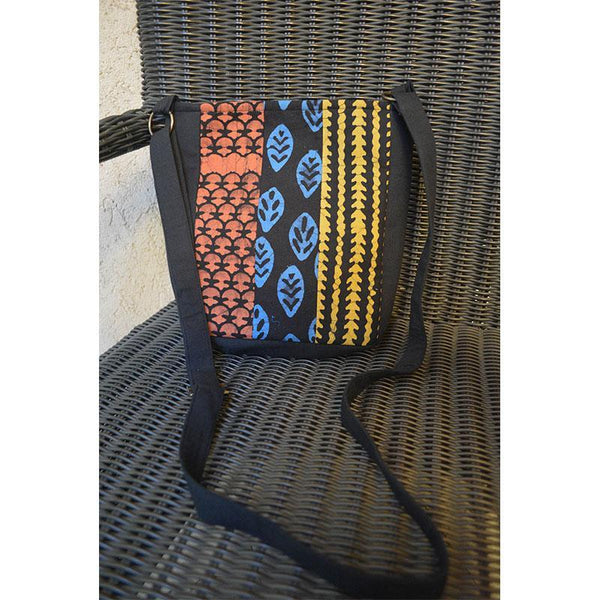 Cotton Sling Bag - Black, Blue, Rust and Brown