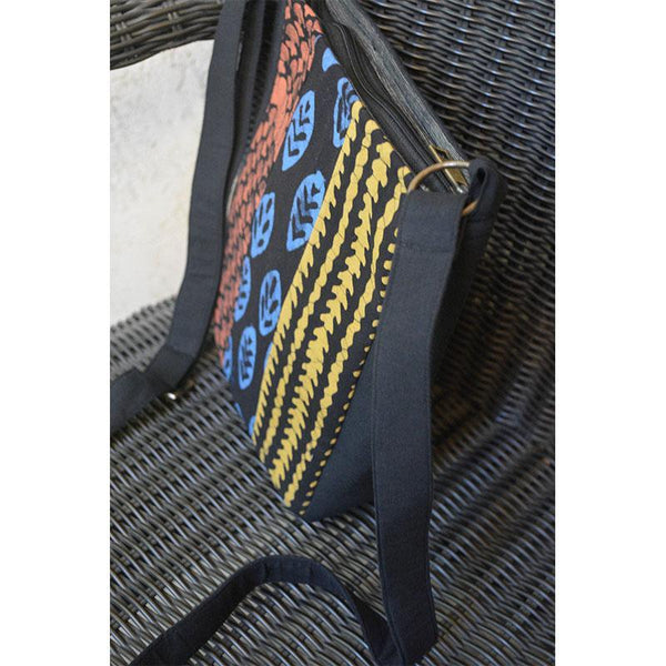 Cotton Sling Bag - Black, Blue, Rust and Brown