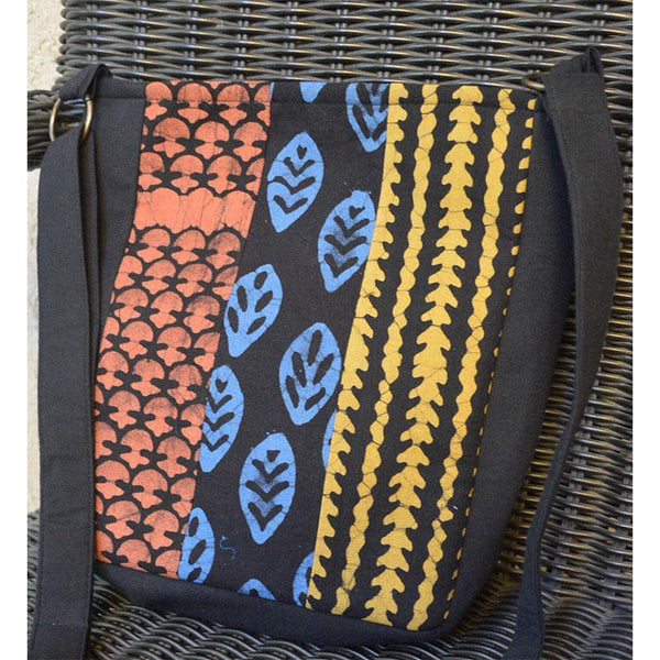 Cotton Sling Bag - Black, Blue, Rust and Brown