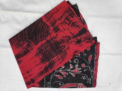 Cotton Wax Batik Saree-  Red and Black