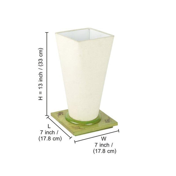 Conical Wooden Table Lamp Created by Traditional Artisans - Green
