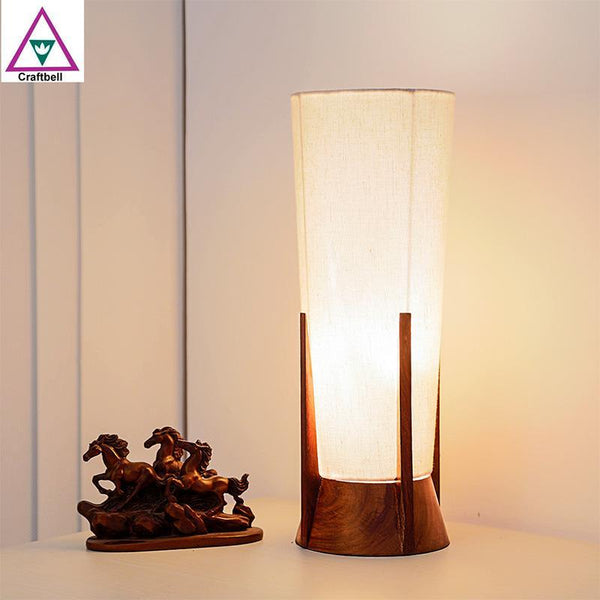 Pyramid Wooden Table Lamp Handcrafted by Traditional Artisans
