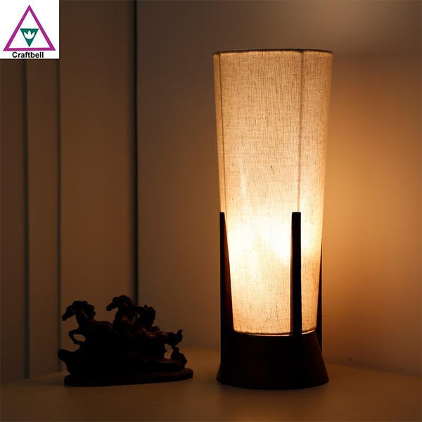 Pyramid Wooden Table Lamp Handcrafted by Traditional Artisans