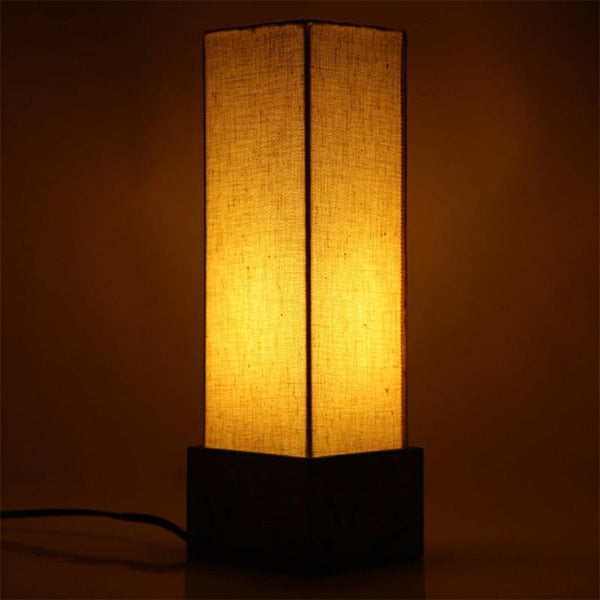Wooden Table Lamp Carved by Traditional Artisans - Antique Green