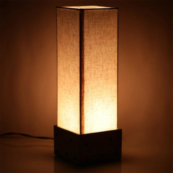 Hand Carved Wooden Table Lamp Crafted by Traditional Artisans - Blue