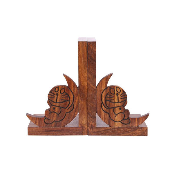 Doraemon Bookend in Sheesham Wood Created by Traditional Artisans - Set of 2