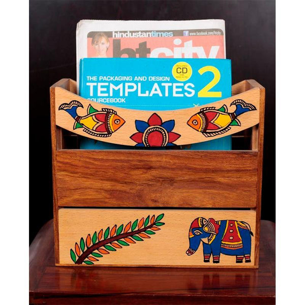 Handpainted Magazine/ Newspaper Stand in Sheesham Wood