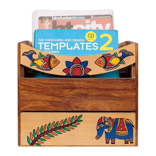Handpainted Magazine/ Newspaper Stand in Sheesham Wood