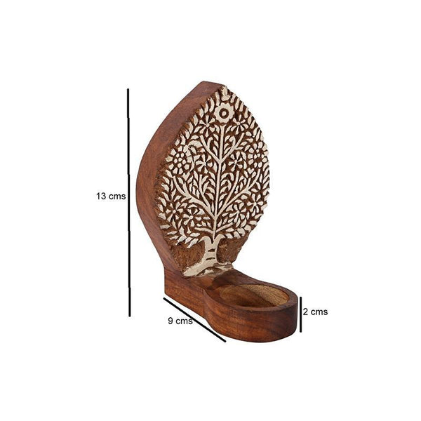Hand-Carved Wooden Tealight Holder (Small ) created by Traditional Artisans