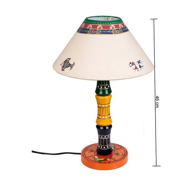 Glossy Wooden Hand Painted Table Lamp