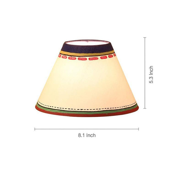 'Warli In Light' Hand-Painted Flat Matki-Shaped Terracotta Table Lamp Crafted by Traditional Artisans