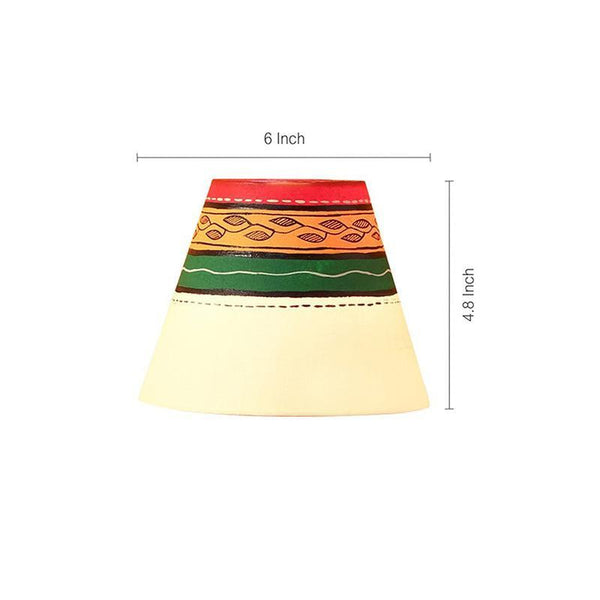 'Warli In Light' Hand-Painted Pot-Shaped Round Terracotta Table Lamp Crafted by Traditional Artisans