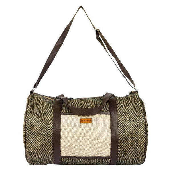 Herringbone Jute Duffel Bag Handcrafted by Women Artisans