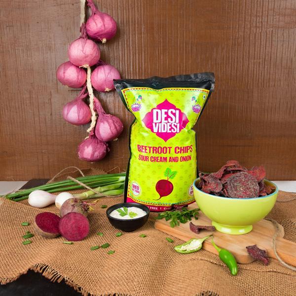 Solar-Dried Beetroot Chips - Cream and Onion Flavour (Pack of 2)