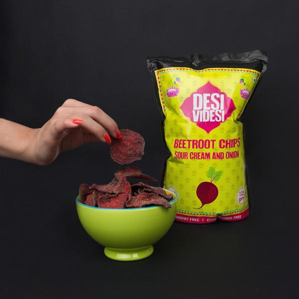 Solar-Dried Beetroot Chips - Cream and Onion Flavour (Pack of 2)