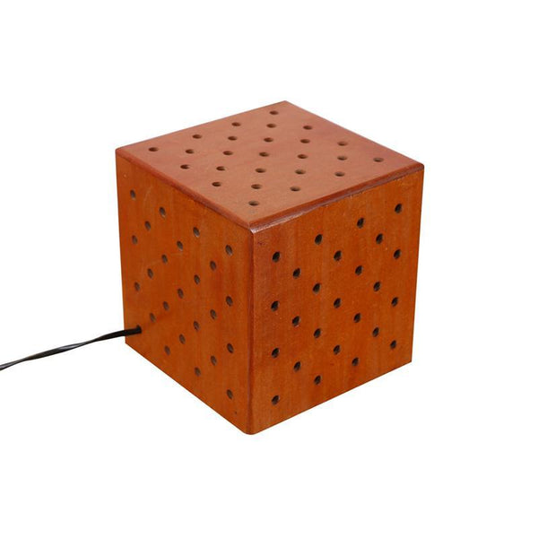 Wooden Dice - Shaped Lamp Created by Traditional Artisans - Orange