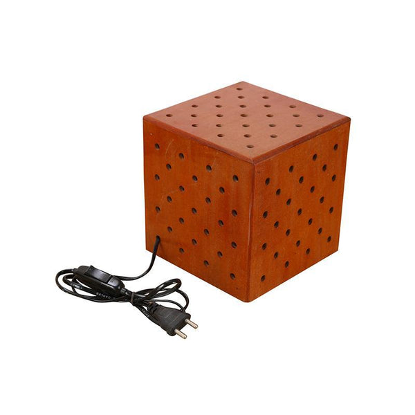 Wooden Dice - Shaped Lamp Created by Traditional Artisans - Orange
