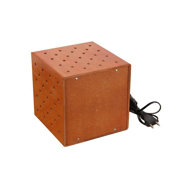 Wooden Dice - Shaped Lamp Created by Traditional Artisans - Orange