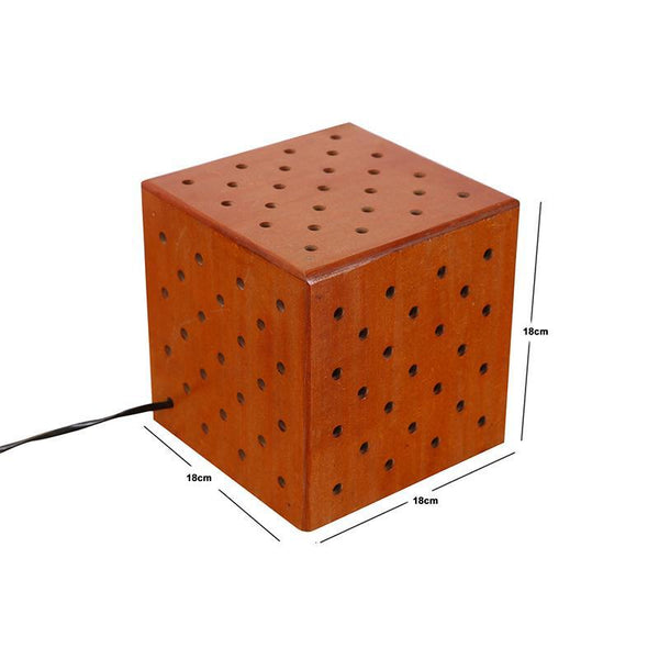 Wooden Dice - Shaped Lamp Created by Traditional Artisans - Orange