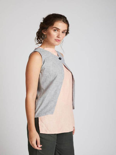 Women's Natural Hemp Crossroad Over Jacket - Blue Stripes