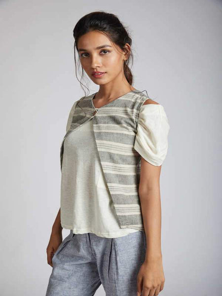Women's Natural Hemp Crossroad Over Jacket - Grey Stripes