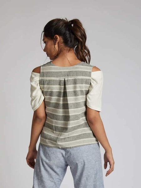 Women's Natural Hemp Crossroad Over Jacket - Grey Stripes