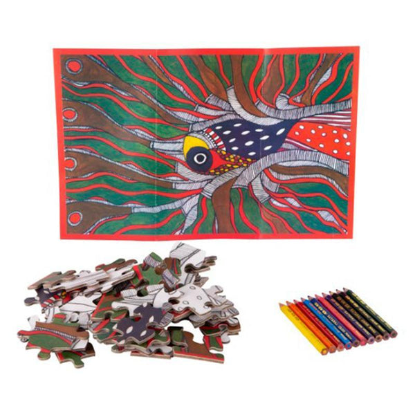 Children's Colouring Kit and Jigsaw Puzzle - Kerala Mural Painting