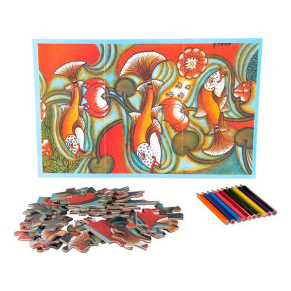 Children's Colouring Kit and Jigsaw Puzzle - Madhubani Painting