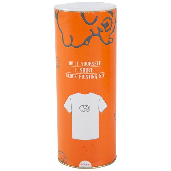 Block Print Your T-shirt Kit - Orange Elephant