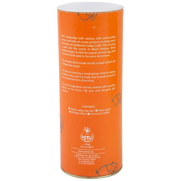 Block Print Your T-shirt Kit - Orange Elephant