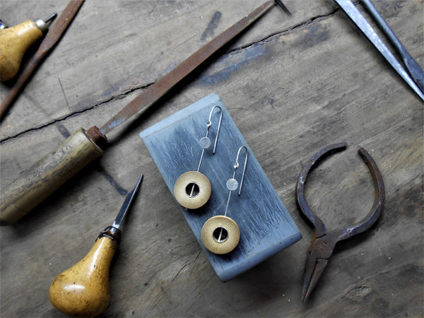 Rhea Hadcrafted Silver Earrings (RS-3) in Bamboo and Silver