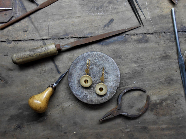 Rhea Handcrafted Gold Earrings (RG-4) in Bamboo and Gold-plated Brass