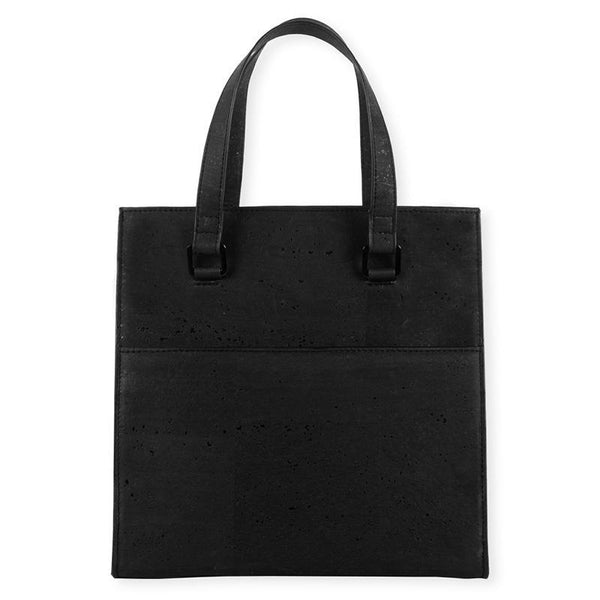 Cork Fabric Dawn Midi Tote Bag - Black