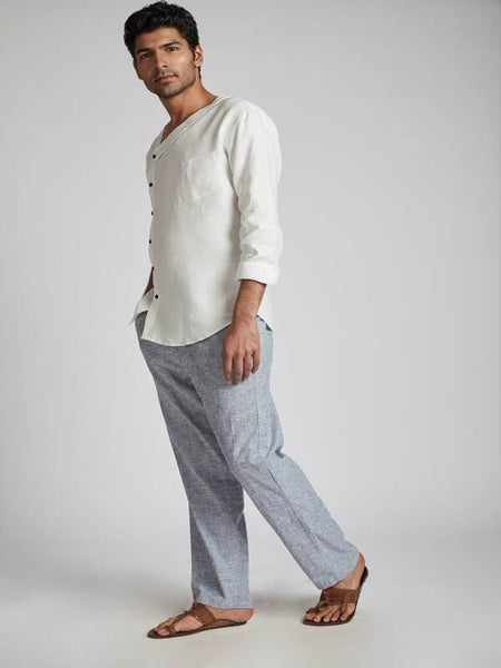 Men's Natural Hemp Asymmetric Shirt - White