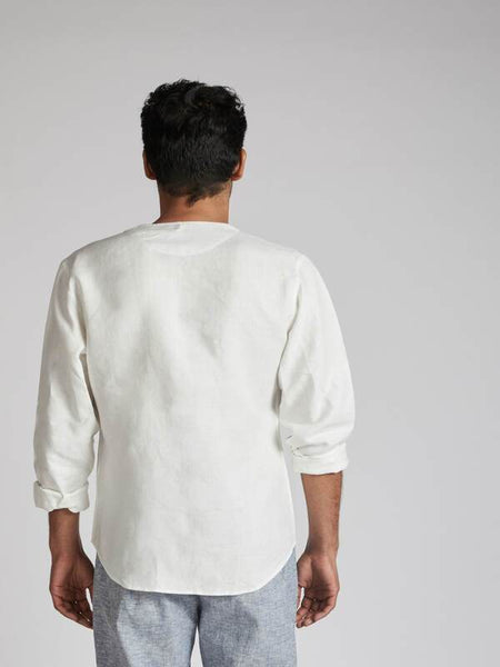 Men's Natural Hemp Asymmetric Shirt - White