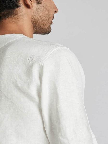 Men's Natural Hemp Asymmetric Shirt - White