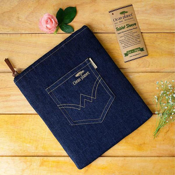 Upcycled Denim Pocket Tablet Sleeve