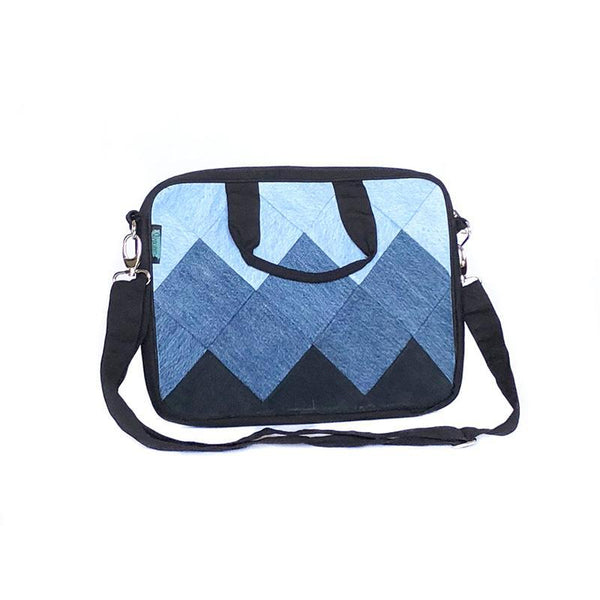 Upcycled Denim Laptop Bag - Square Patchwork